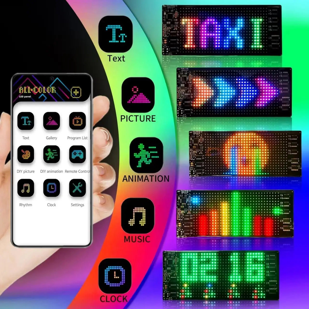 Écran d'affichage LED pour voiture : Contrôle d'application Bluetooth, panneau de pixels à défilement DIY