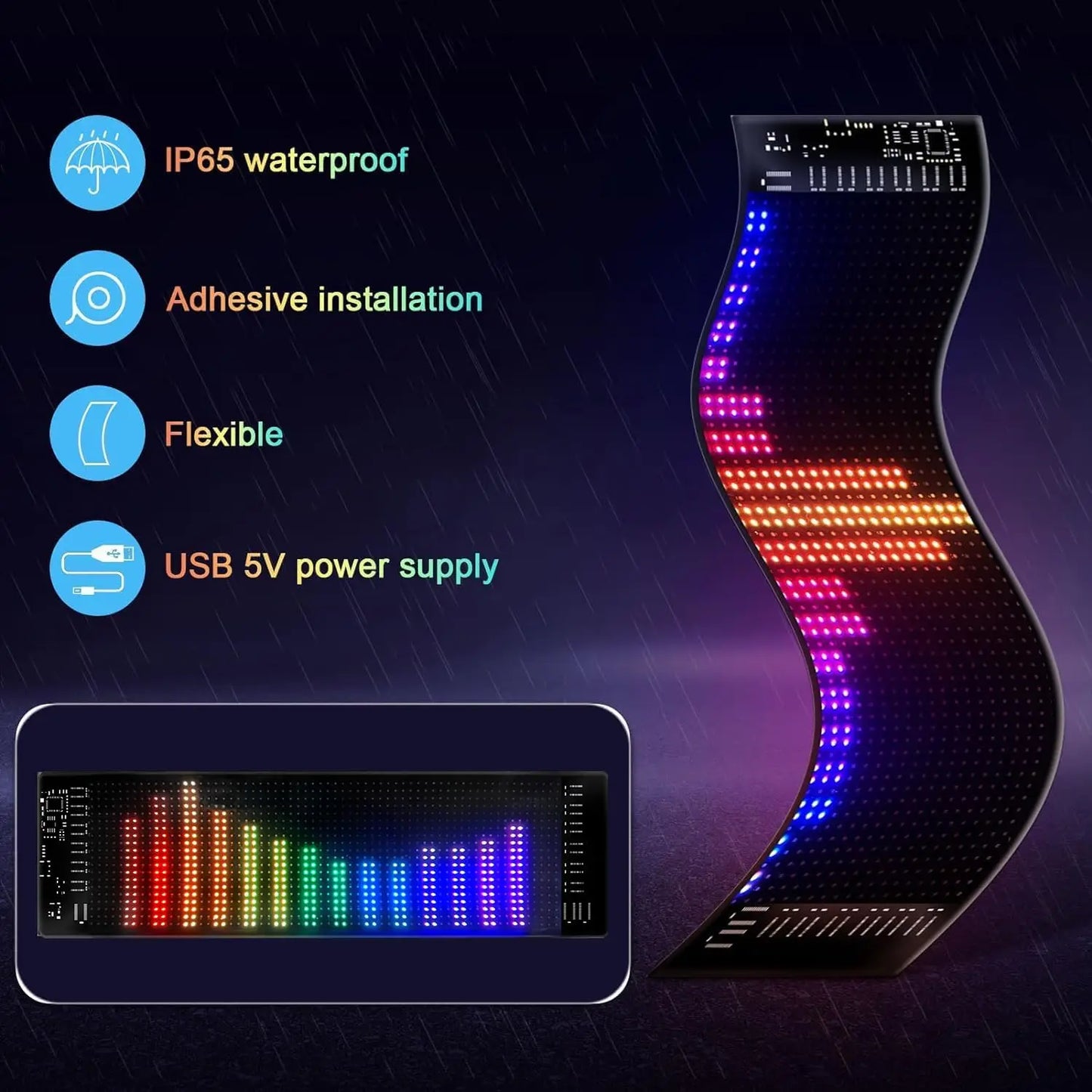 Écran d'affichage LED pour voiture : Contrôle d'application Bluetooth, panneau de pixels à défilement DIY